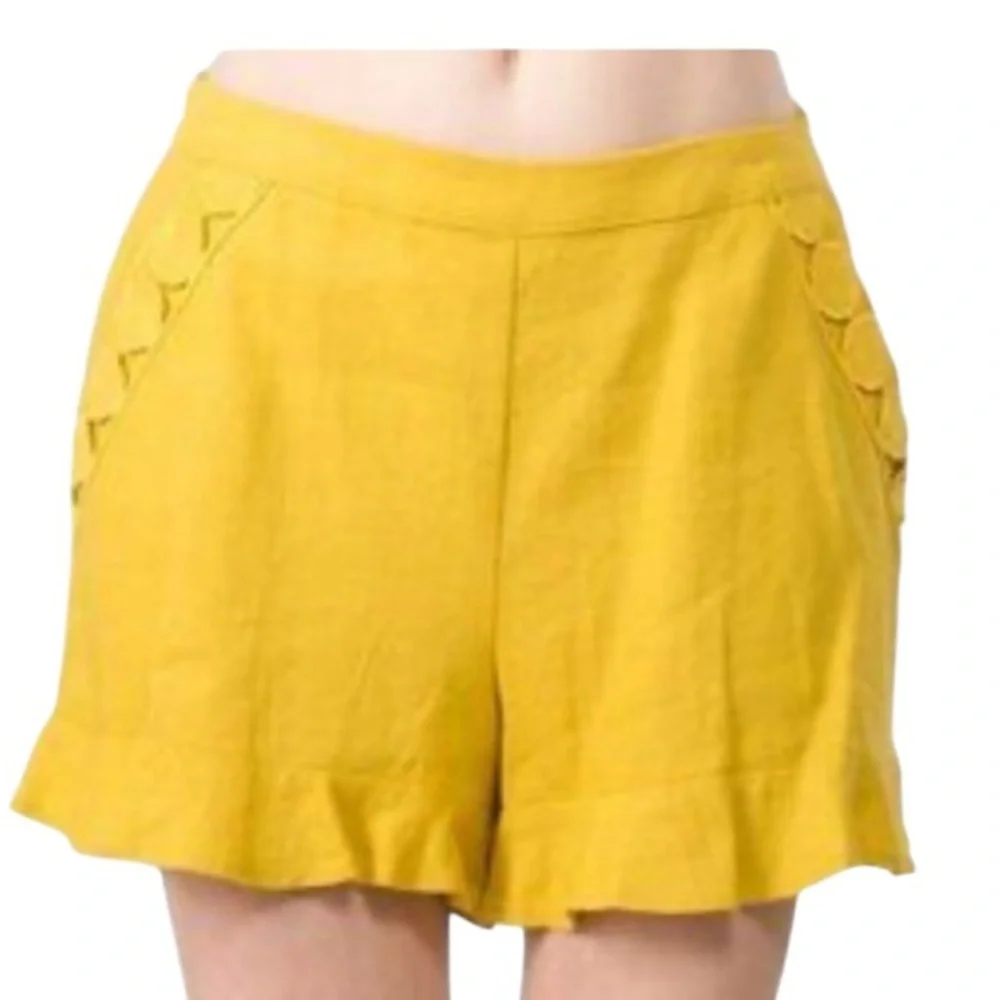 June & Hudson Nordstrom mustard yellow linen blend shorts